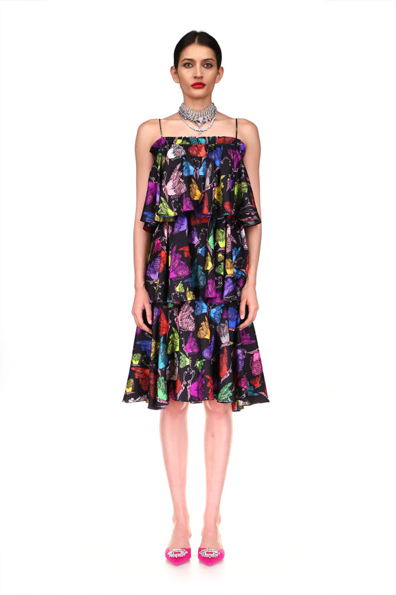 'MILLED PAPILLONS' CONVERTIBLE RUFFLE DRESS - DRESSES - Libertine