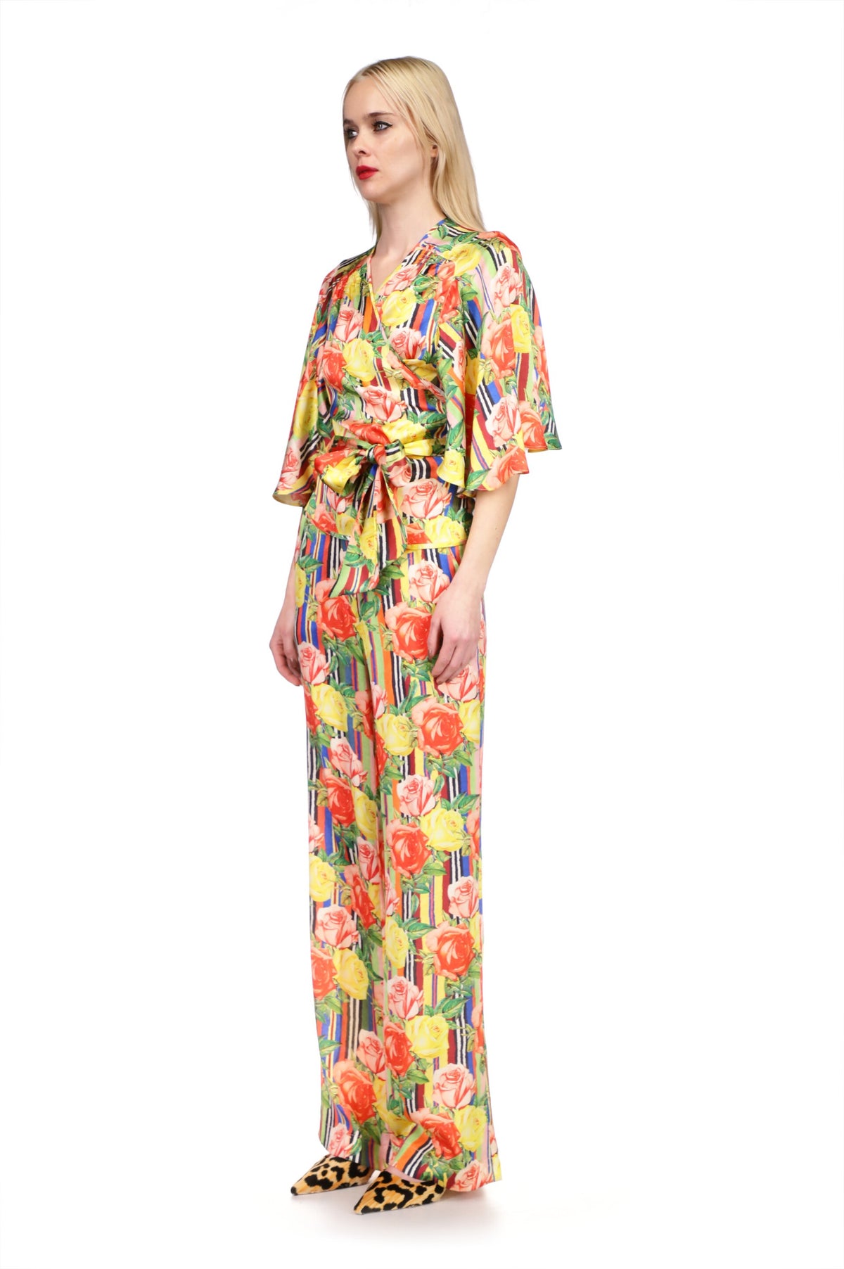 'Tequila Sunrise Roses' Butterfly Blouse - TOPS - Libertine