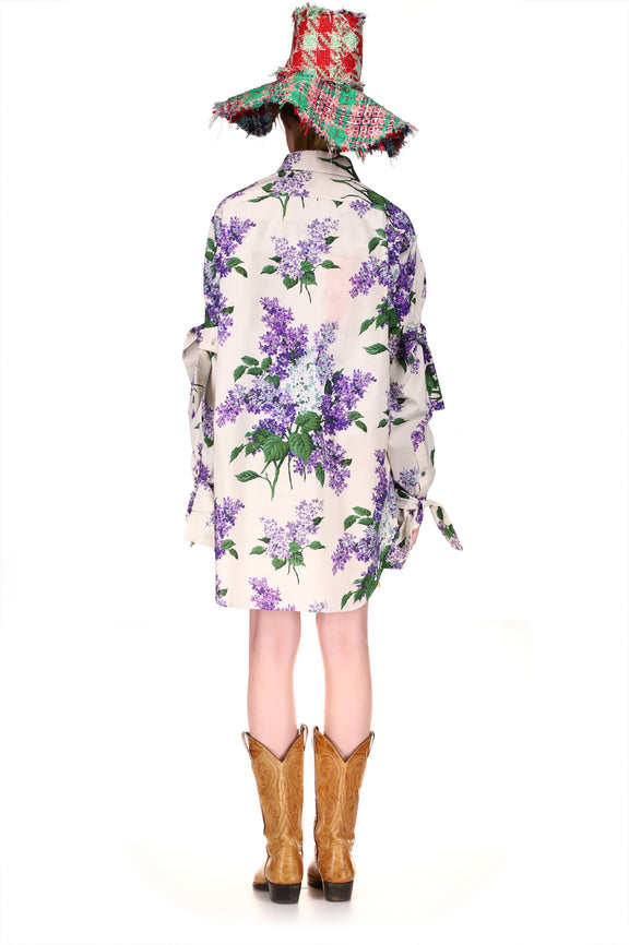 'LILAC GARDEN' TIE SLEEVE SHIRTDRESS - DRESSES - Libertine