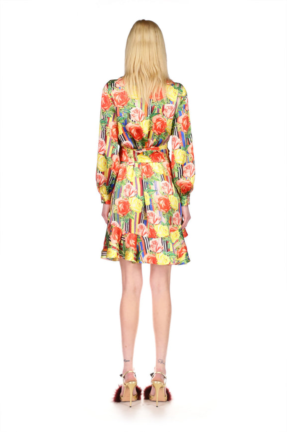 'Tequila Sunrise Roses' Belted Kate Dress - DRESSES - Libertine