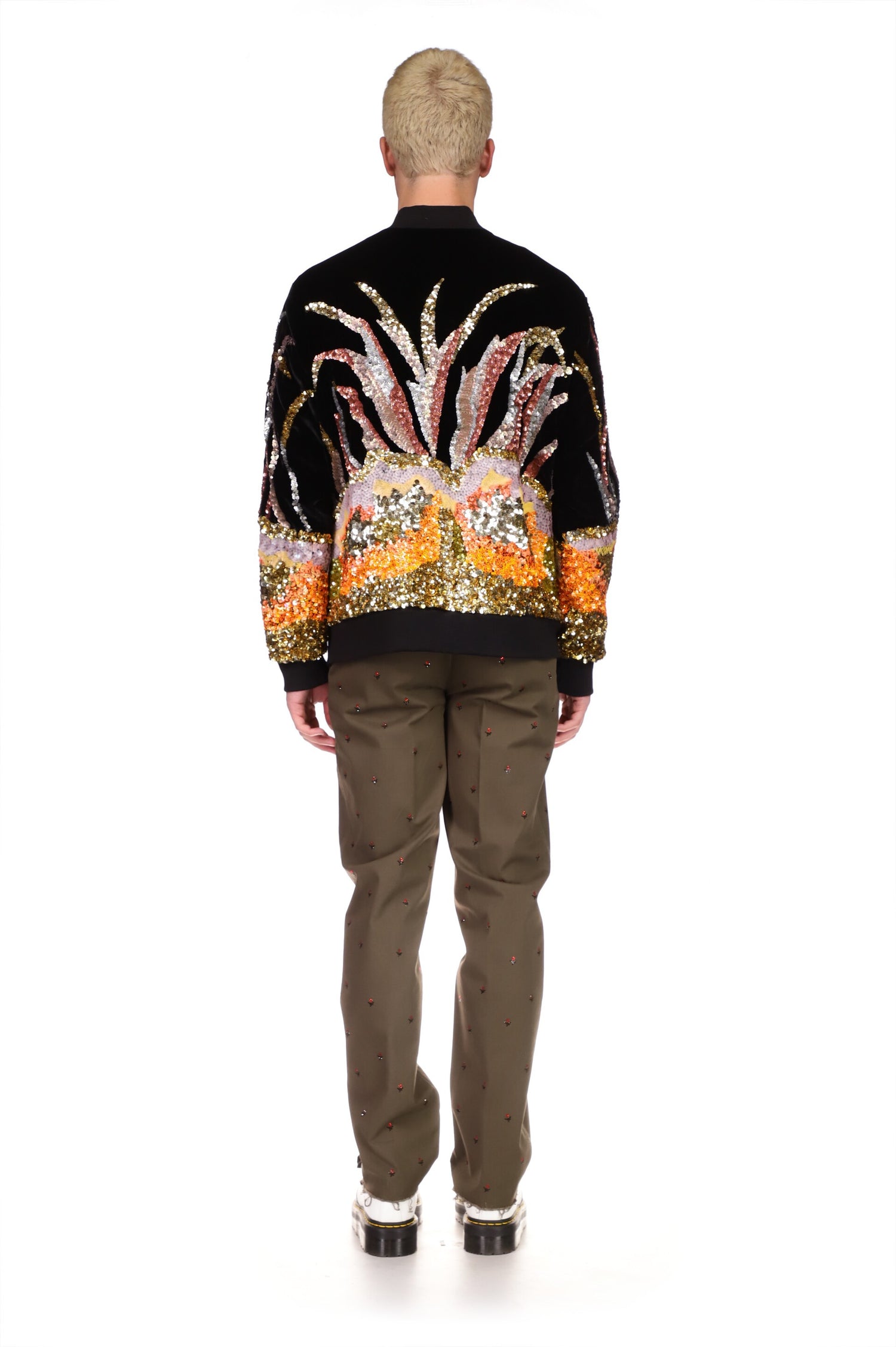 GUCCI Men Floral-print Embroidered Silk Bomber Jacket- Sz IT48